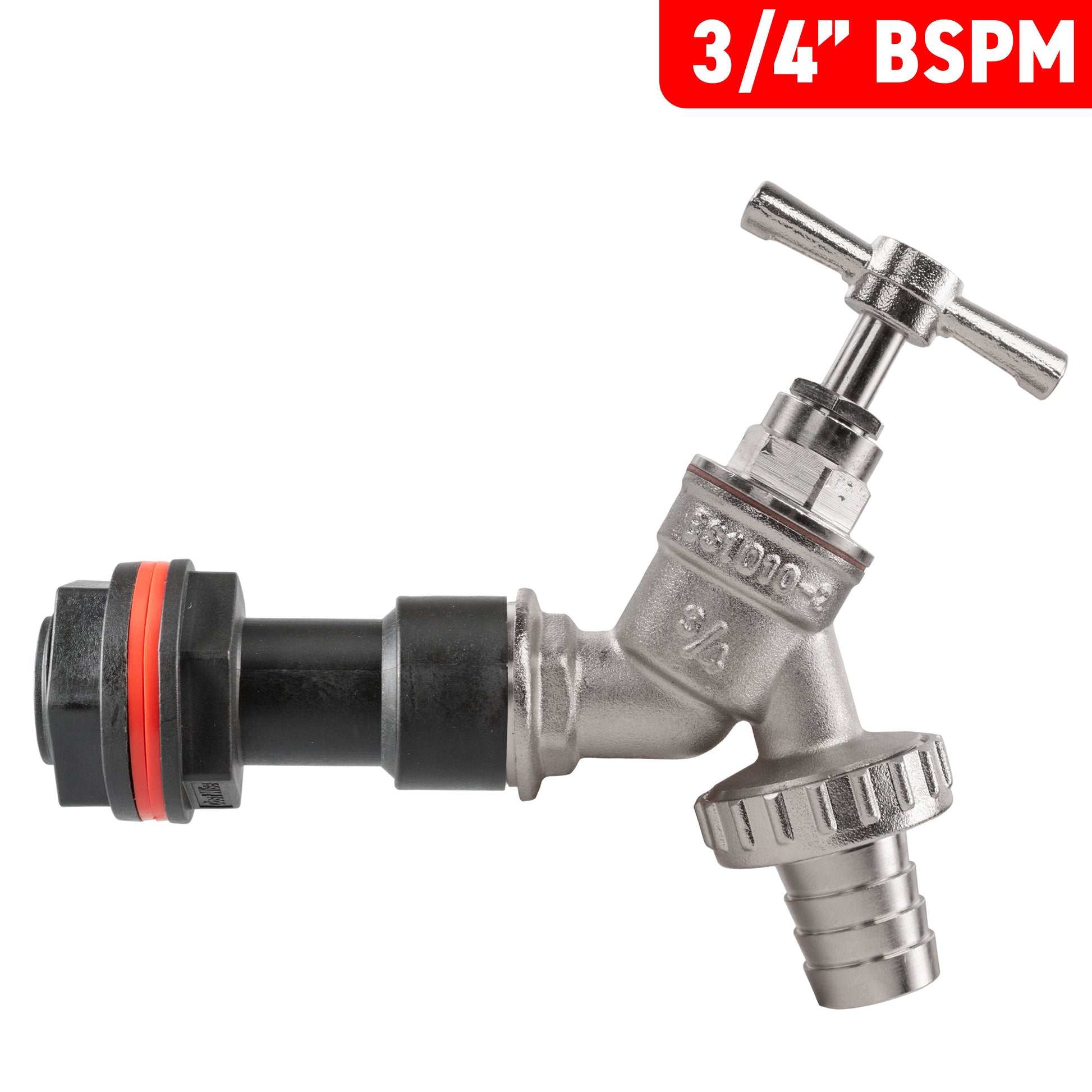 3/4" BSPM nickel-plated barbed tap extension kit with wing handle