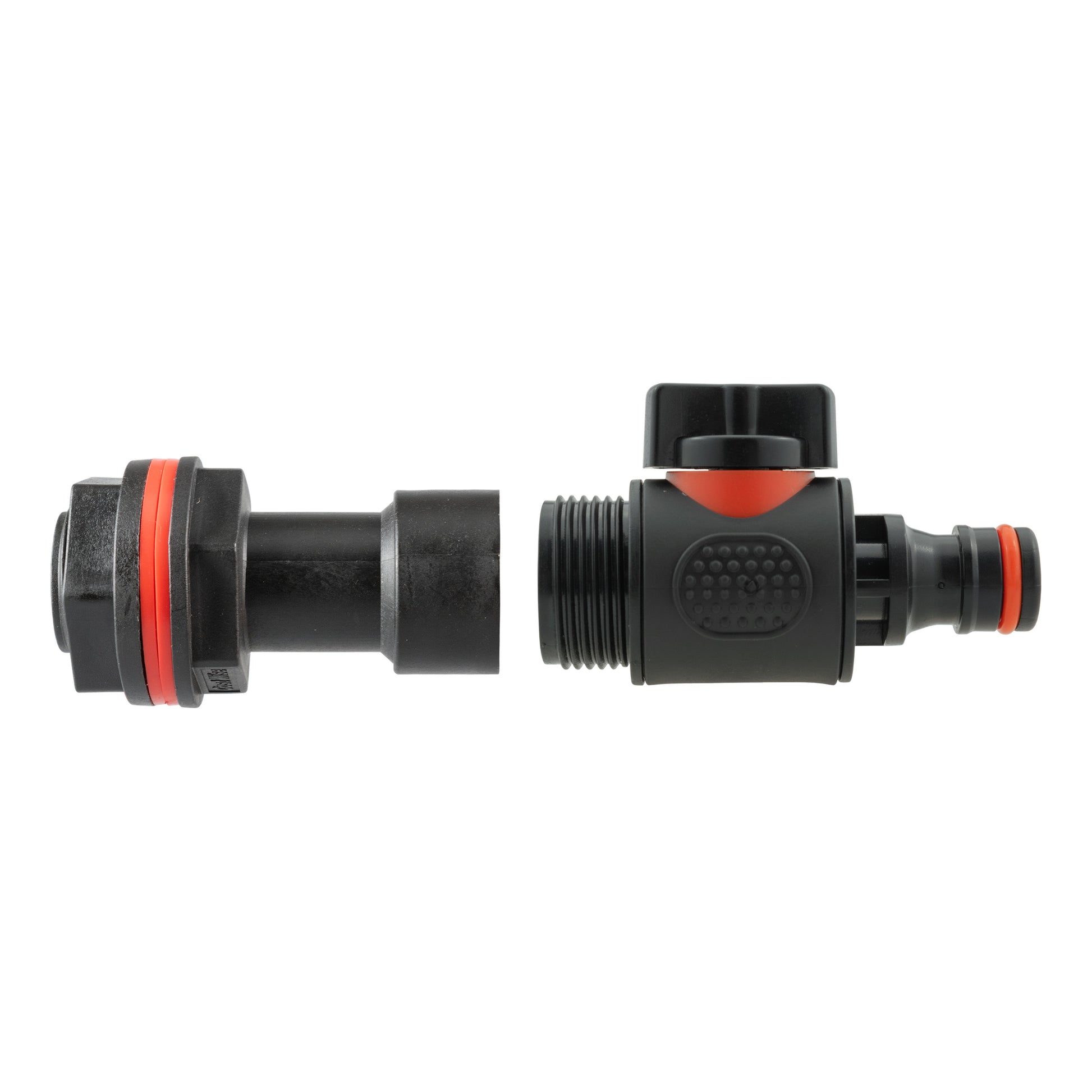 Quick-connect valve with red cap and black inlet connector for 3/4" BSPM