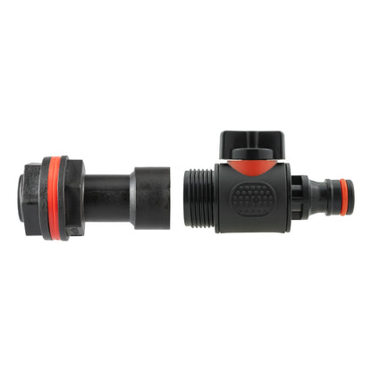 Quick-connect valve with red cap and black inlet connector for 3/4" BSPM