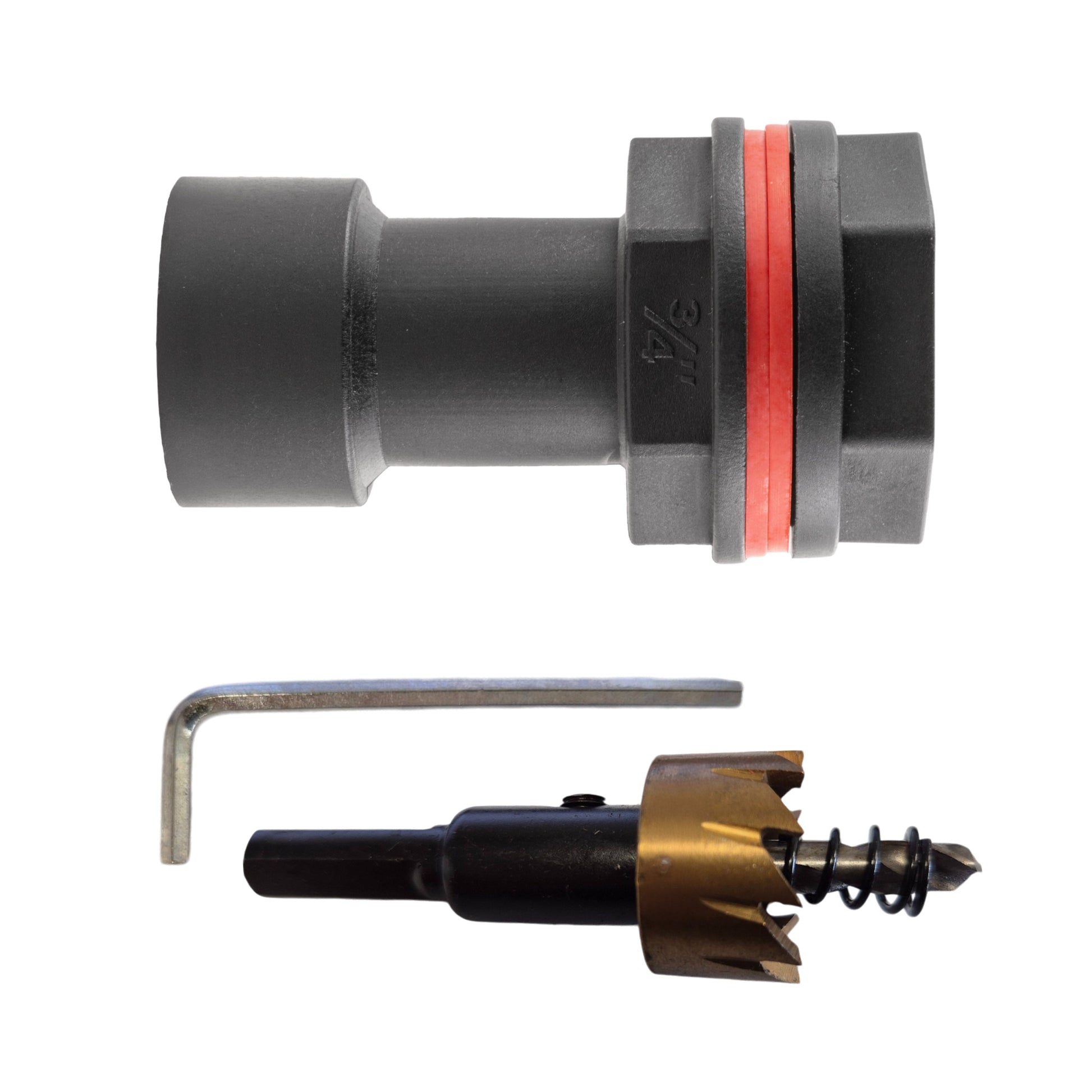 Water butt extension 3/4" BSPM-F with nut and washers, black plastic fitting