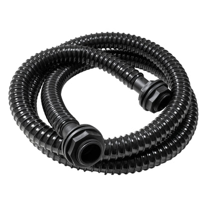 Schwarze 32-mm Schlauchkupplungen mit gerippeltem Flexschlauch