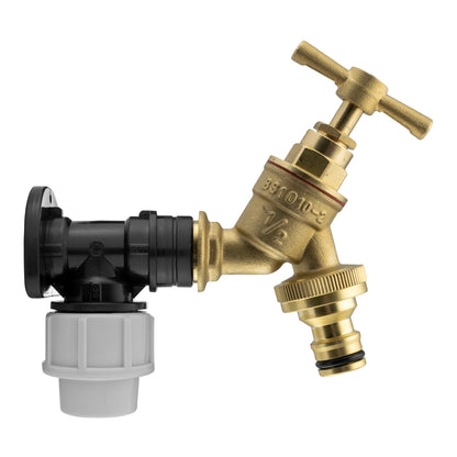 Brass wall flange kit, snap-on for 1/2" garden tap, 20mm MDPE