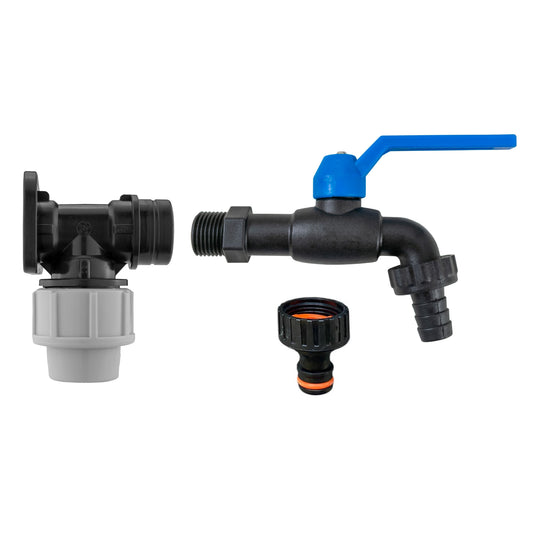 Wall flange kit with 20mm MDPE nylon 1/2" barbed tap and quick-connect outlet