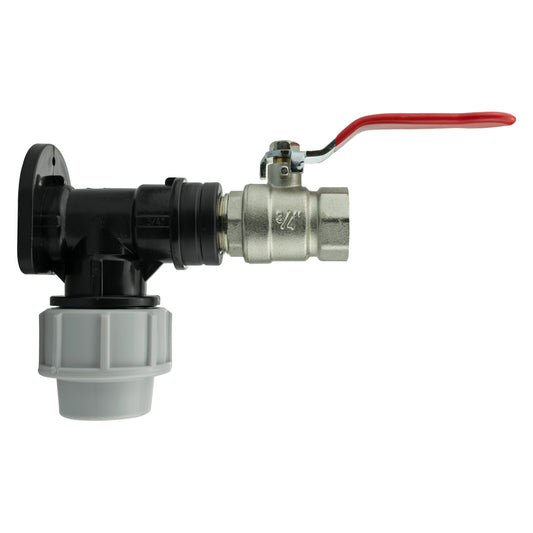 32mm Wandflansch-Kit mit Hebelventil ¾" BSP, schwarzes Winkelstück