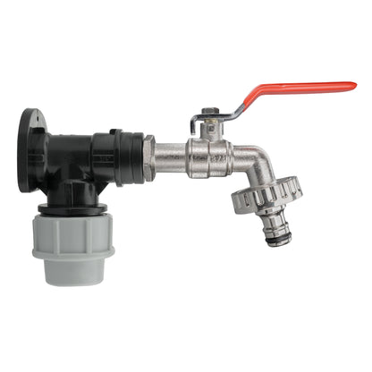 Wall flange kit, 32mm MDPE quick-connect lever tap assembly with red handle