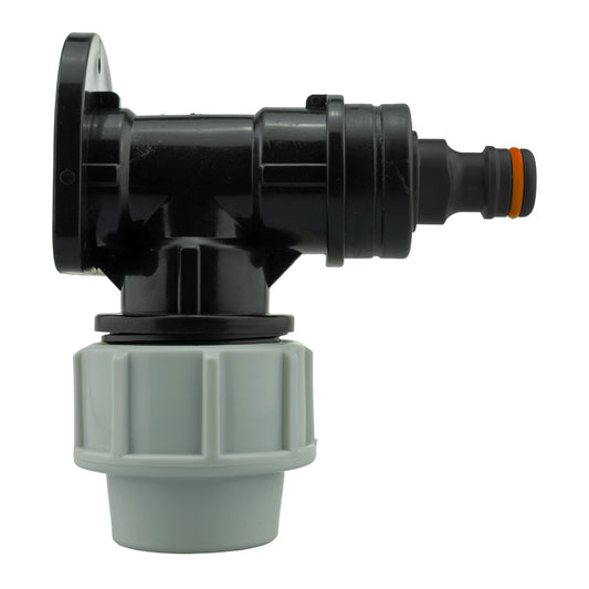 Wall flange kit 32mm MDPE with quick connector male; black flange and light grey base