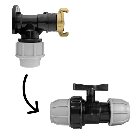 Wandflansch-Set 32 mm mit Winkelstück und 3/4" BSP Ventilanschluss