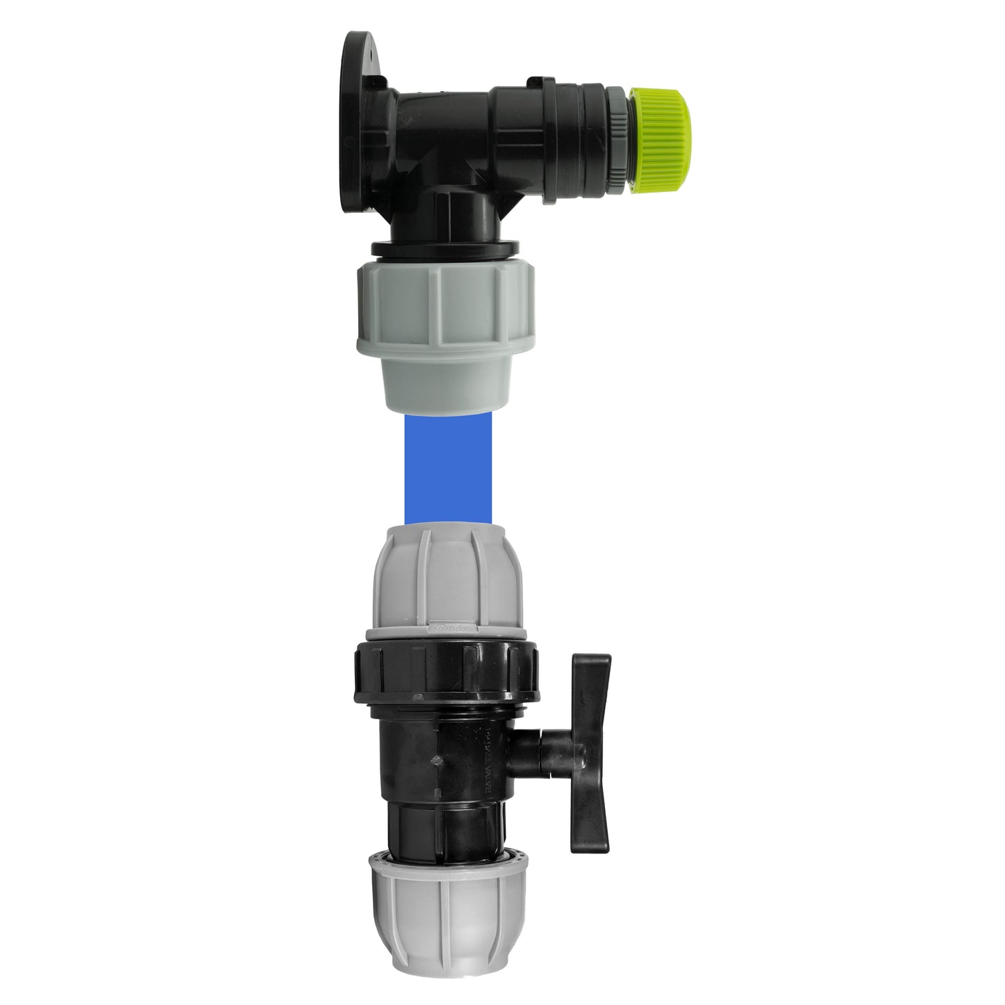 32mm wall flange kit with integrated tap/handle valve and hose connector