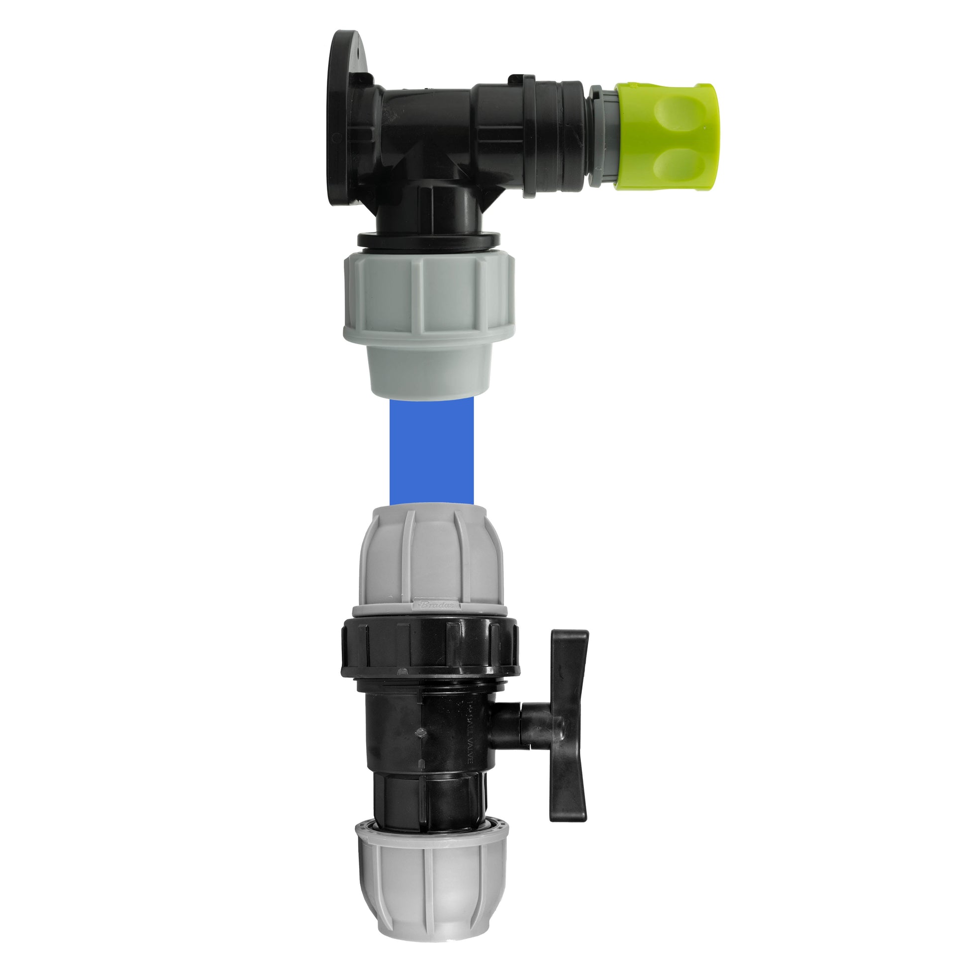 Wall flange kit 32mm valve with lever handle and green quick connector