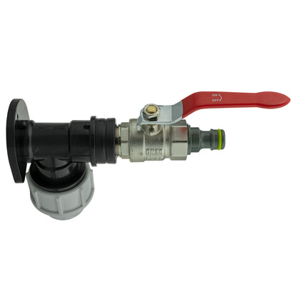 Wall flange kit 32mm MDPE with lever valve handle and quick-connect male