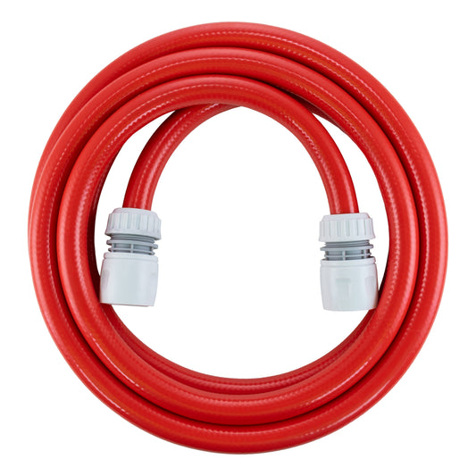 Red garden hose set, 12.5mm pipe with two grey plastic connectors