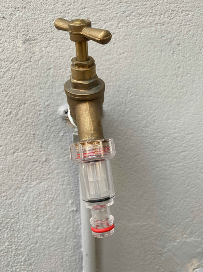 Best4Trade-Retail tap connector with brass valve top and clear filter insert