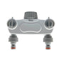 White 2-way manifold splitter with two tap valves and hose connector ends
