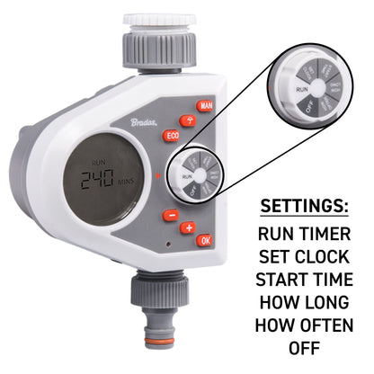 White Line electronic water timer with digital display and control knob for settings