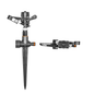 Pulsating lawn sprinkler on spike, black adjustable spray head with control clip