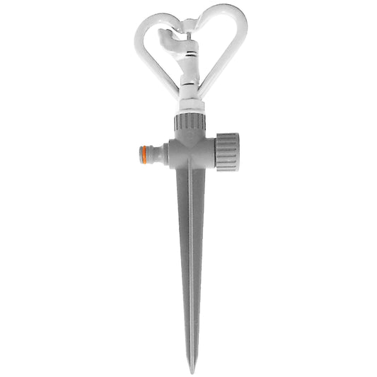 Rotary butterfly lawn sprinkler with spike and chrome heart-shaped head