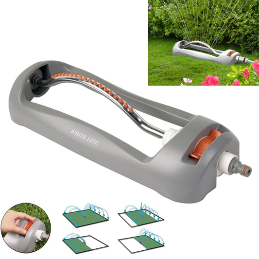 Schwenkbarer Gartensprinkler „White Line“ aus hellgrauem Gehäuse mit orange Düsenkranz