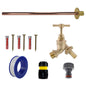 Brass barbed bib tap kit with blue hose adapter, black/yellow connector, and quick coupling