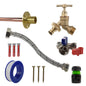 Brass quick connect tap standard kit: brass bib valve, braided hose, green/black hose connector
