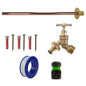 Brass tap kit with blue hose adaptor, black quick-connect and green line