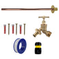 Brass tap kit with blue hose adaptor, black quick-connect and yellow line