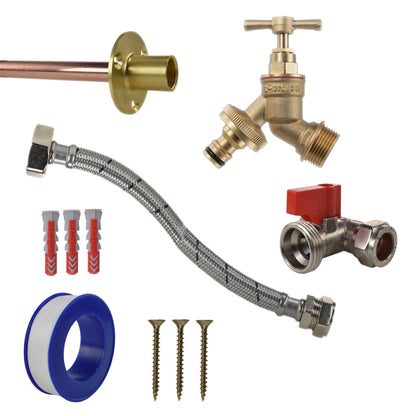 Brass quick connect tap kit with braided hose and red-line hose connector