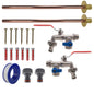 Double Lever Tap BASIC connection kit x2 with two brass valves, copper pipes, fittings