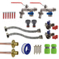 Double lever tap kit x2 with lime end caps, valves, and braided hose set