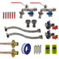 Complete double lever tap kit x2 with lime end caps and braided hoses