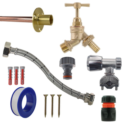 Brass barbed full tap kit with black housing and orange hose connector