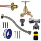 Brass barbed full tap kit with black housing and yellow hose connector