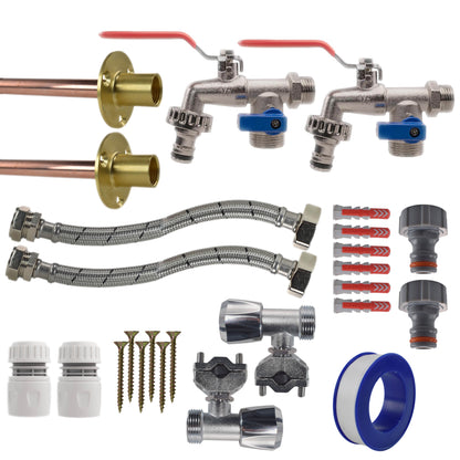 Full Connection Kit x2 für Doppellever Tap mit Messing-Schlauchanschlüssen und Flexschläuchen