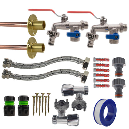 Full Connection Kit x2 für Doppellever Tap mit Lime/Grün-Schlauchanschlüssen und Absperrteilen