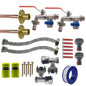 Double Lever Tap full kit x2 with lime-green caps: hoses, fittings, screws, seals