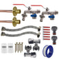 Double Lever Tap full kit x2: valves, braided hoses, fittings, screws, seals