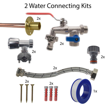 Double Lever Tap FULL Connection Kit x2 mit Ventilen, Schläuchen, Schrauben und Dichtungen