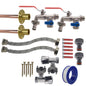 Full connection kit x2 mit Messing-Anschlüssen, Ventilen, flexiblen Schläuchen und Zubehör