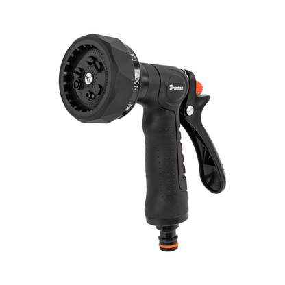 Multi-function garden sprayer nozzle with flow modes and orange stop ring