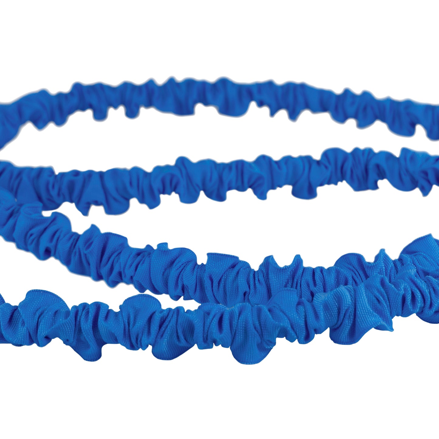 Close-up of blue expanding hose texture with rippled braided fabric