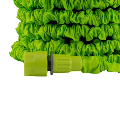 Lime expandable hose with green end connector sleeve and grey locking ring