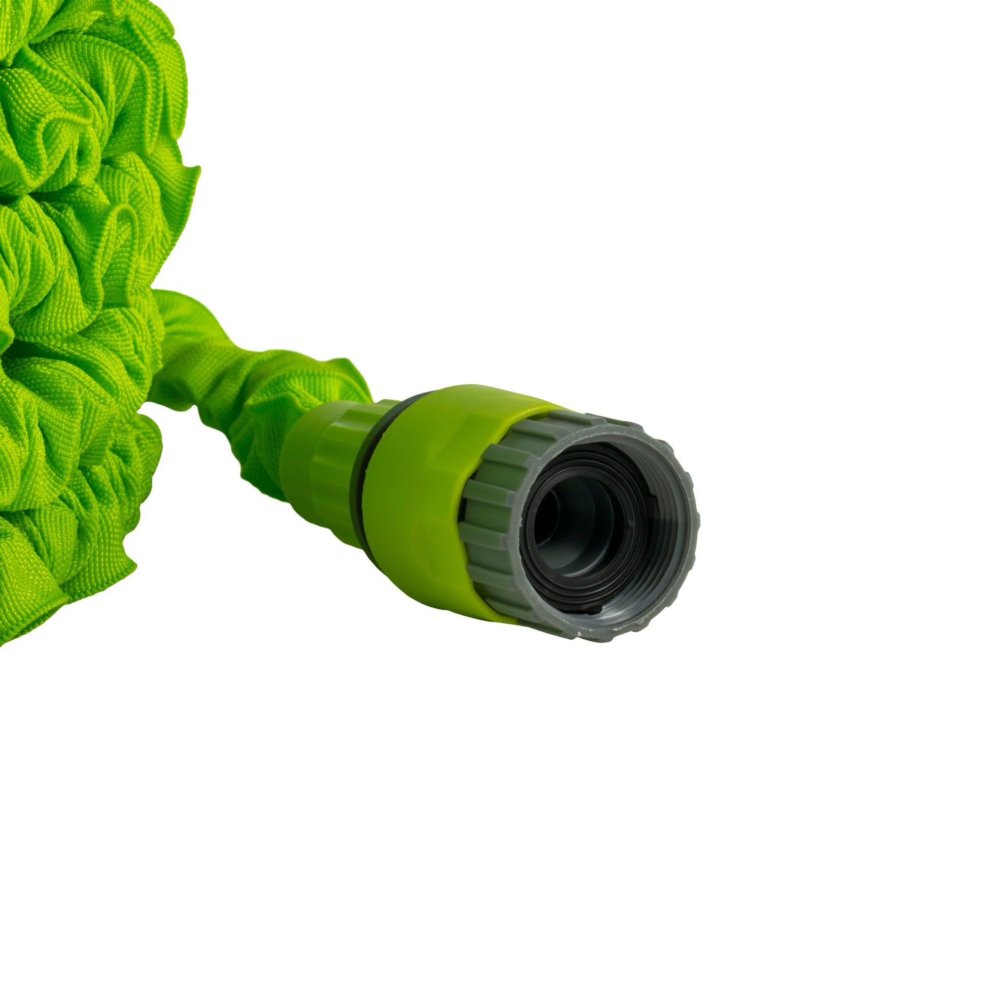 Lime garden hose threaded connector end with black insert