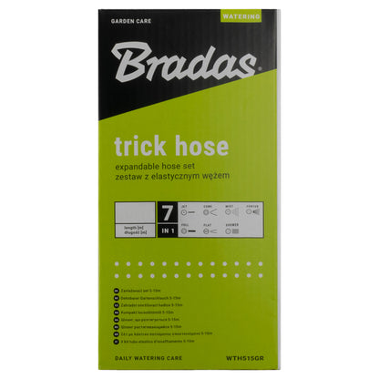 Bradas trick hose box front with watering modes and hose length icons