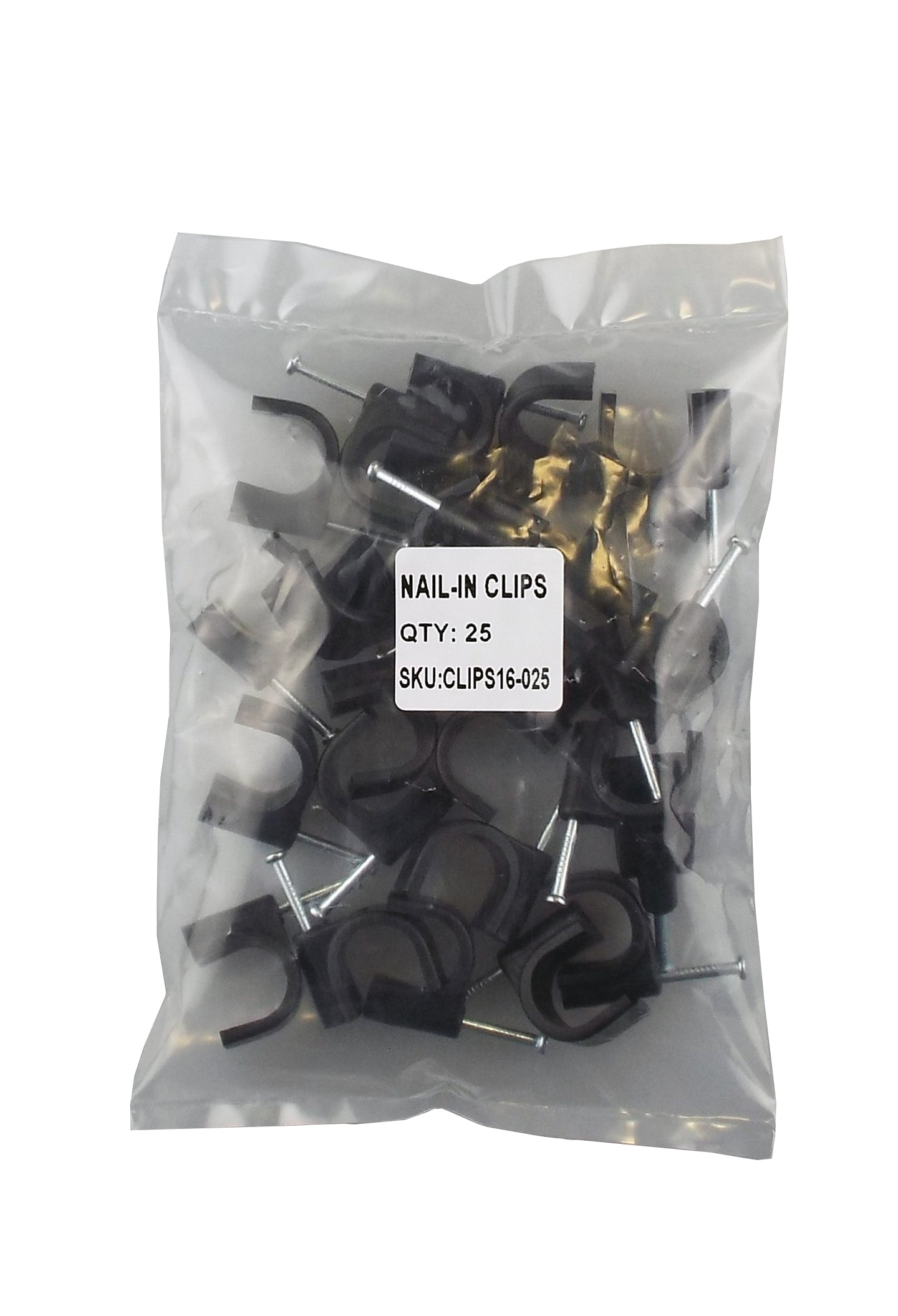 Bag of 25 clips for 16 mm irrigation pipe, black plastic, brass mounting nails