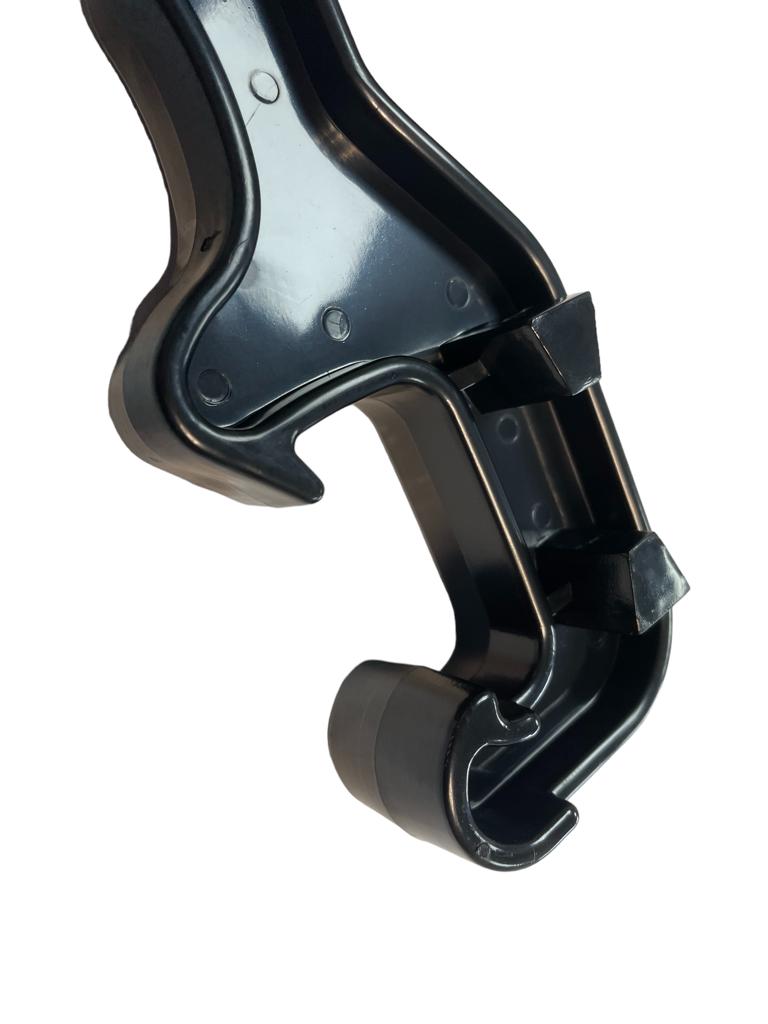 Drum opening wrench head with two metal clamps and U-shaped lever, black