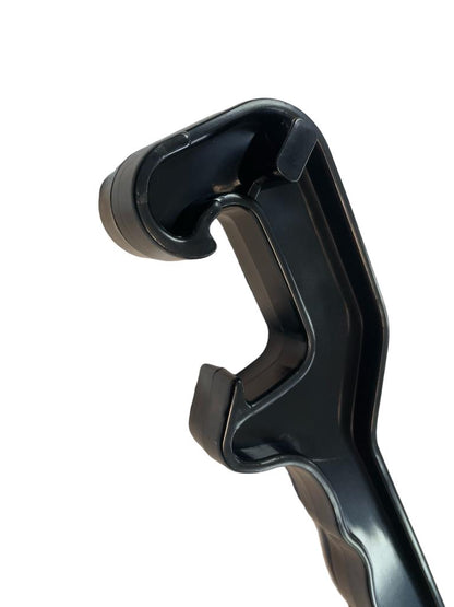 Close view of universal drum wrench lever head and connector pins, black