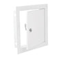 White access panel door with lock, 500mm x 500mm, closed front view
