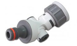 Adjustable tap connector: white and grey body with orange seal ring, side inlet