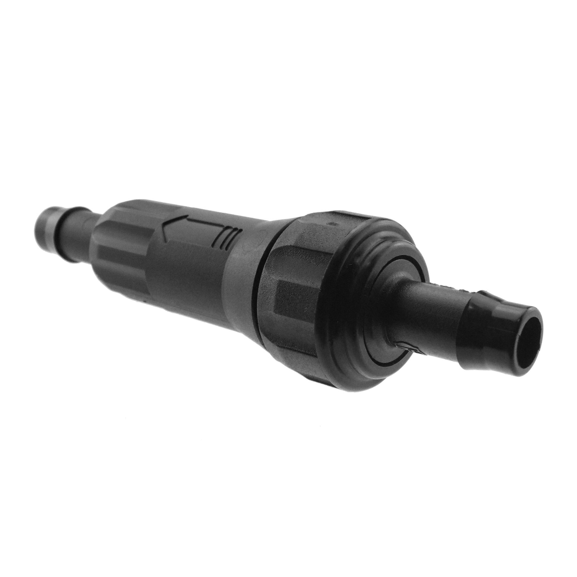 Antelco in-line filter 13mm, black connector-style body with ports
