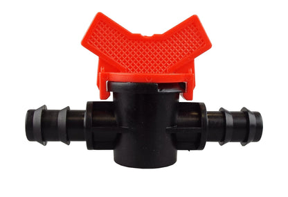 Red-and-black barb valve fitting with snap-in red top and multiple black barbed ends