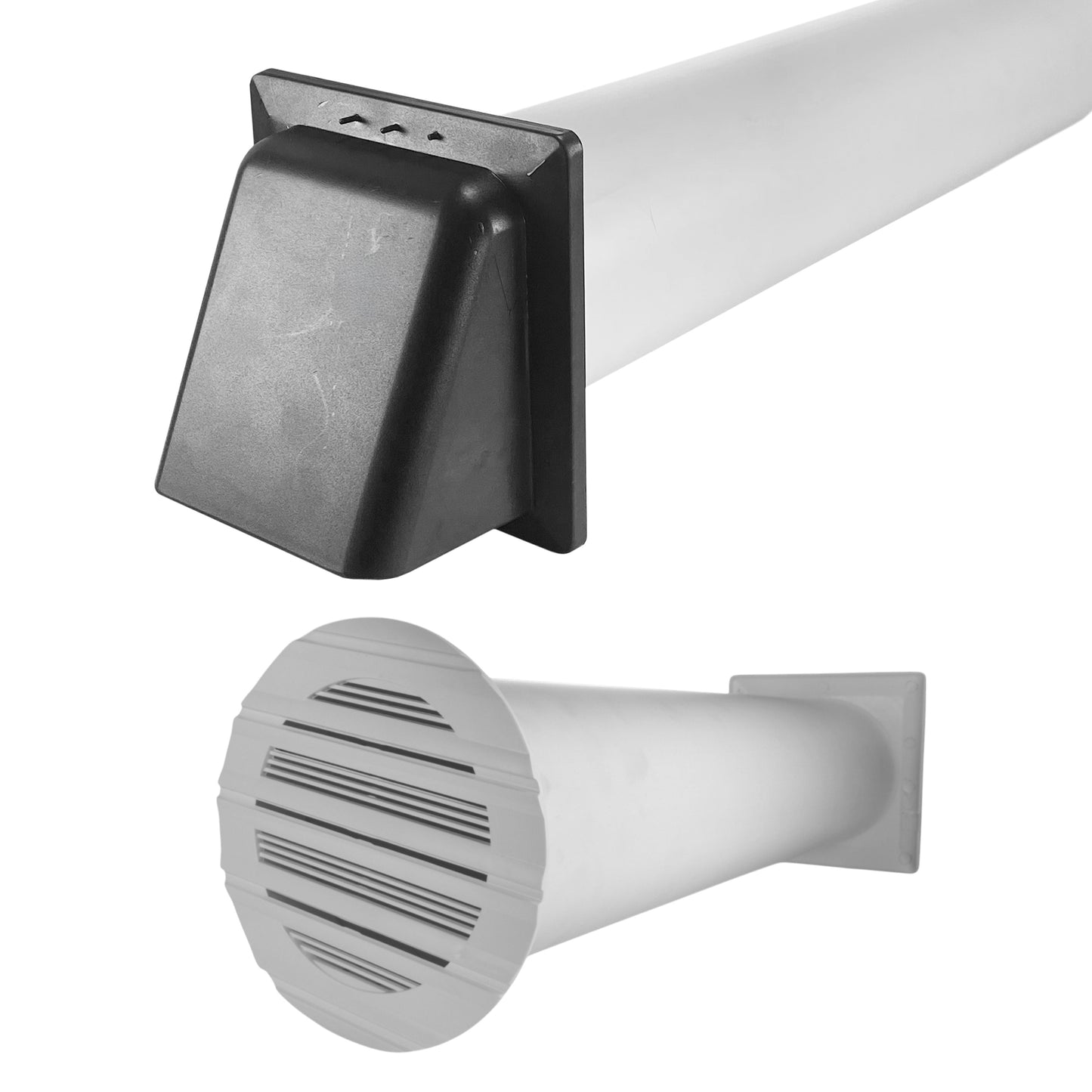 Graphite round through-wall ventilation kit external hood with square mounting frame